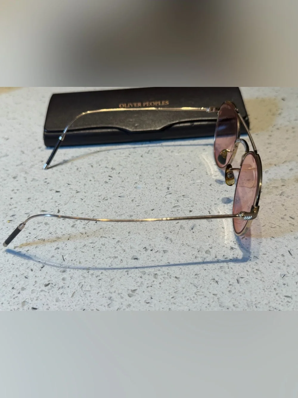 Oliver Peoples Takumi series 1 OV1275T Gold Frame Sunglasses with Pink Lenses